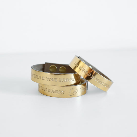 FashionTouri GOLDIES Armband - "THE WORLD IS YOUR RUNWAY"